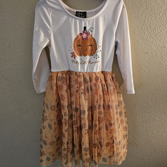 Pink & Violet Other - PINK Violet Pumpkin Kids Casual Dress - White and Orange